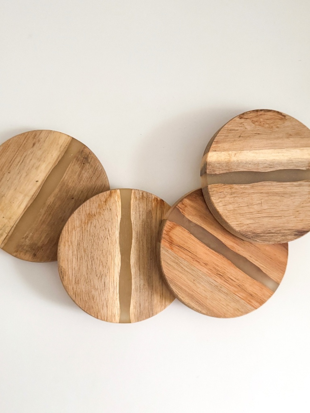 Crate&Barrel Wood and Resin Coasters, Set of 4